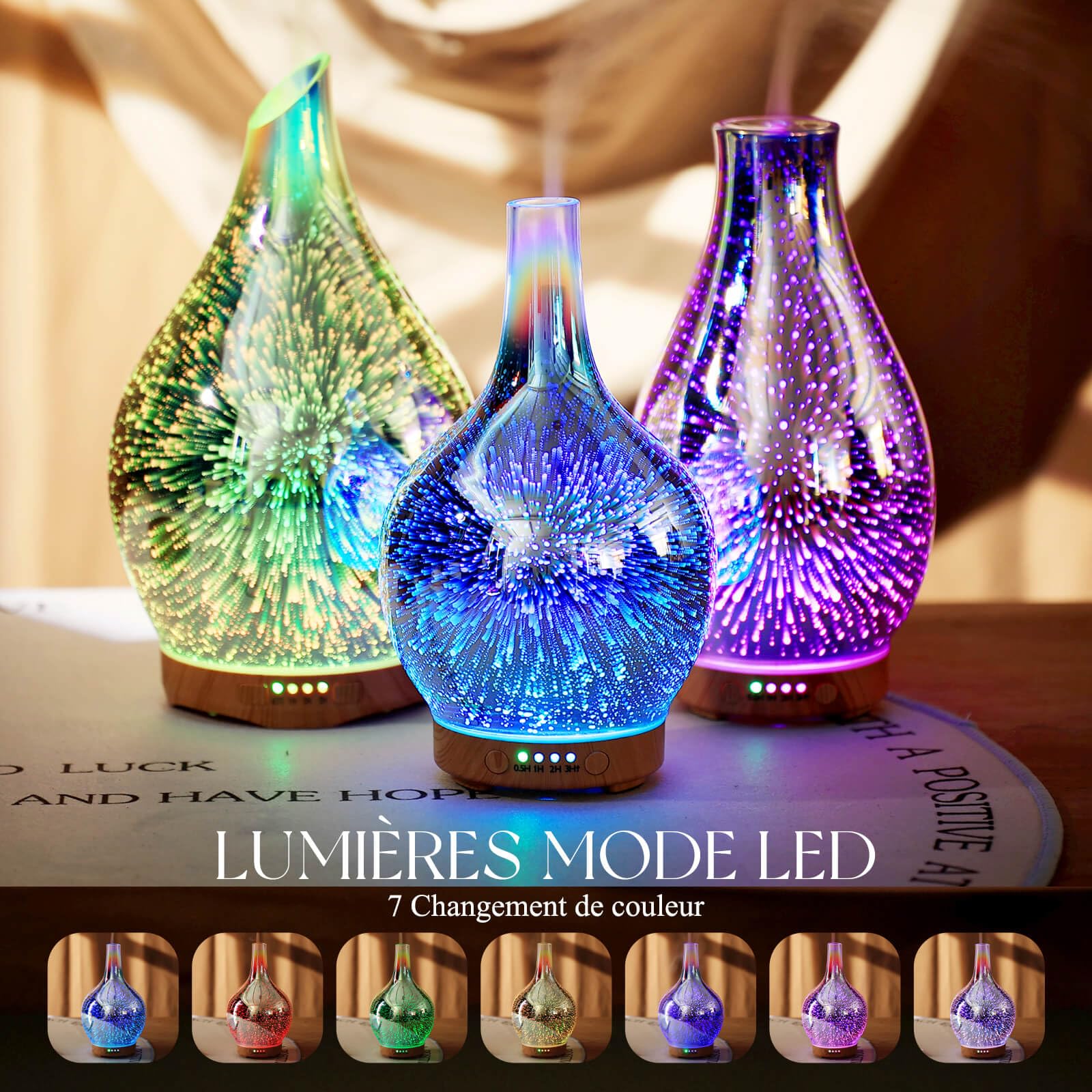 Porseme Verre Diffuseur Huiles Essentielles 150ml,Electrique Ultrasonique