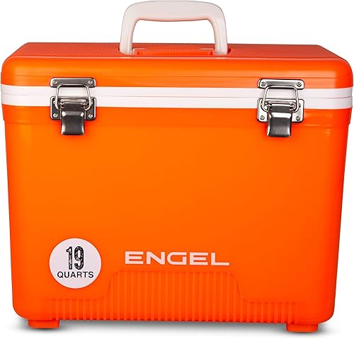 Miniatura 22 de Engel Hielera Drybox de 19 cuartos de galón, a prueba de fugas, hermética, y lonchera pequeña de carcasa dura para hombres y mujeres Negro -,Negro y