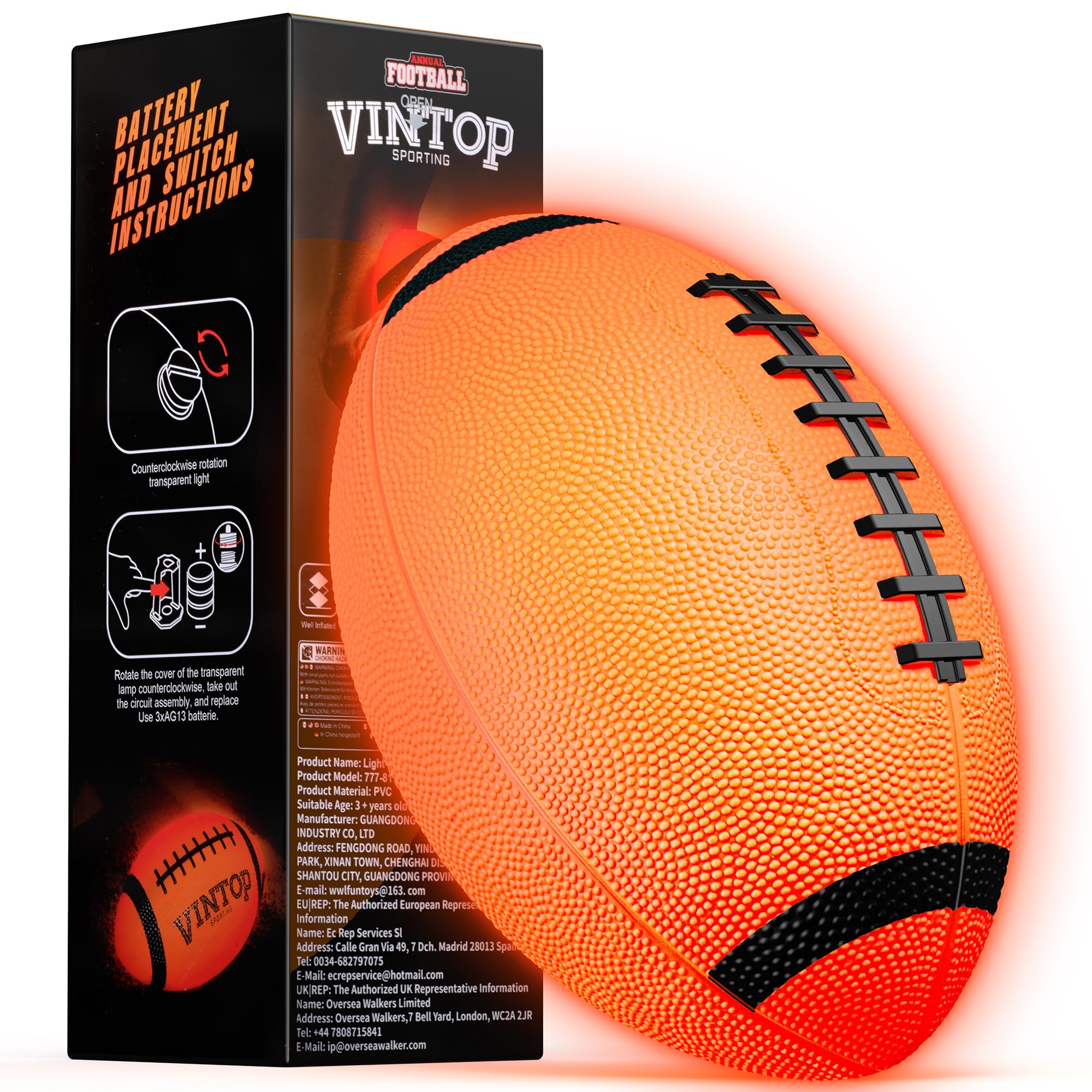 Glow in The Dark Football for Kids Boys Ages 8-12 15, Light Up LED Football Toys with Pump for Indoor/Outdoor Game, Fun Gift for Teens Christmas Birthday, Holiday Stuff Party Favor Supplie