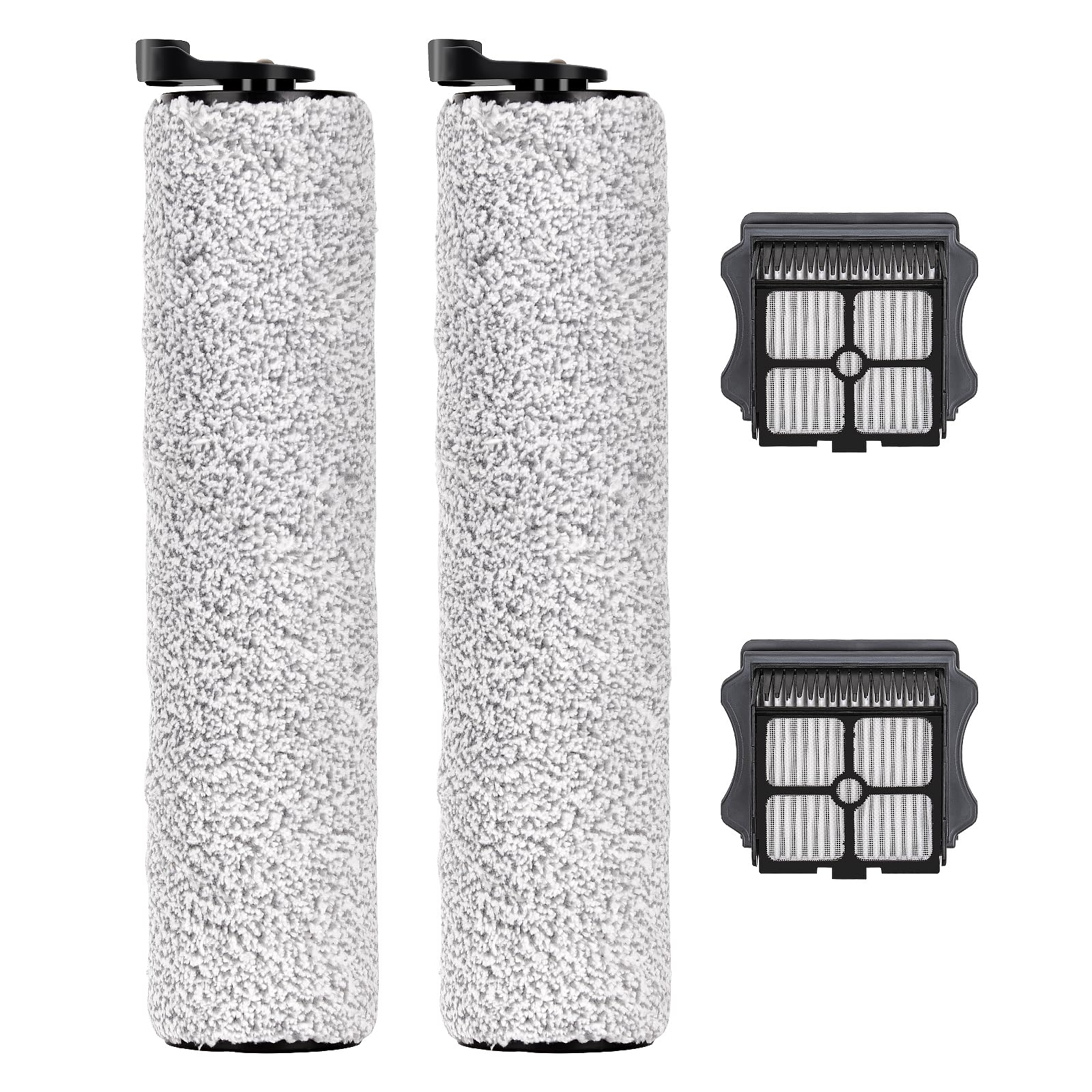 (4 Pack) iFloor 3 Replacement Brush Rollers and HEPA Filters Compatible with Tineco Floor One S3/ iFloor 3, Cordless Wet Dry Vacuum Cleaner, Accessories Kit, 2 Brush Rollers, 2 HEPA Filters