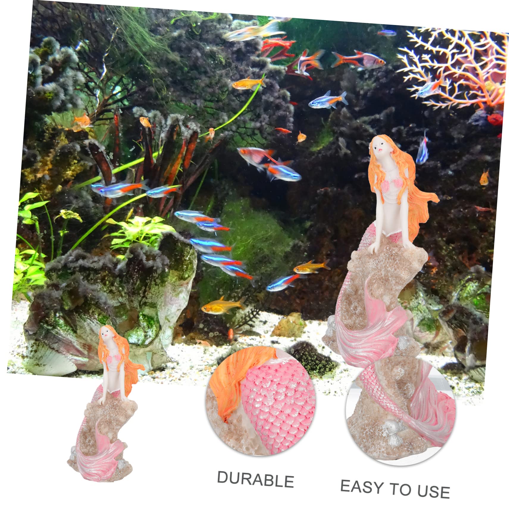 Alipis 2 Pezzi decorazione sirena arredamento ornamento sirena paesaggistica acquario fornitura acquario paesaggio del serbatoio di pesce decorazione dell'acquario resina rosa