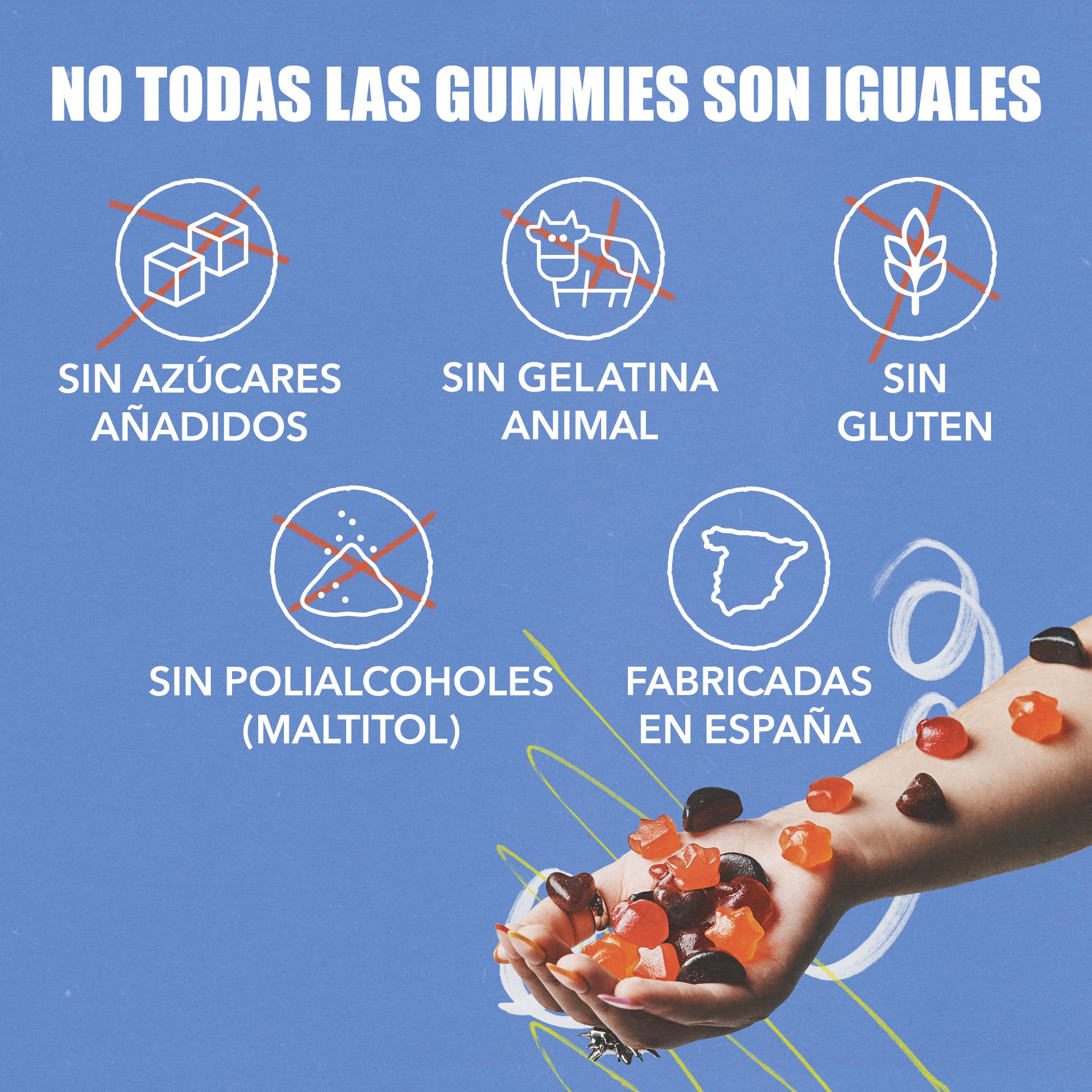 JOY+ - SWEET CONTROL - Gominolas para el Control de Glucosa con Vinagre de Manzana, Cromo, Ácido Fólico, Vitaminas B6 y B12. Sabor Manzana. 60 Gummies. Sin Azúcares añadidos - 4