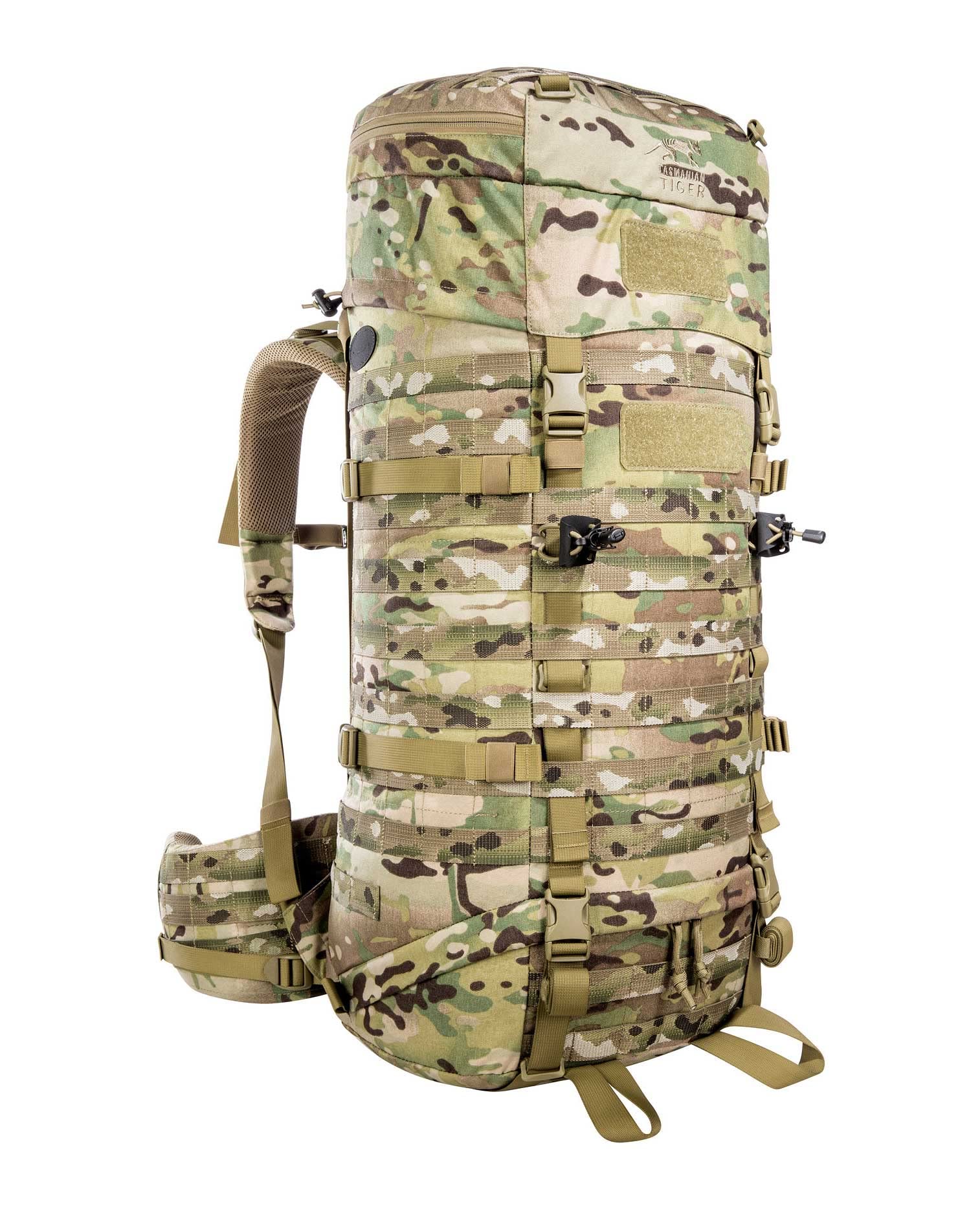 Tasmanian Tiger TT Base Pack 52 Modular Expandable Backpack 52 L to 65 L Volume Trekking Backpack Multicam