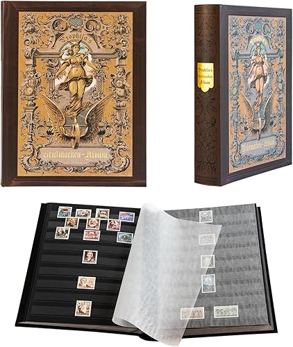 Prophila Stamp - Álbum de coleccionista con 60 páginas negras en diseño patrimonial