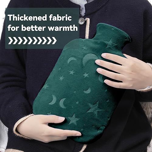 Miniatura 2 de DICEVER Botella de agua caliente con tapa suave, bolsa de agua caliente de 2 L para calambres menstruales, alivio del dolor de cuello y hombros,