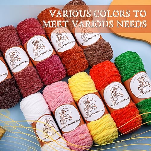Miniatura 4 de Hilo de felpilla gruesa (alrededor de 6.70-7.05 oz), 3 hebras de hilo de terciopelo de felpilla suave para tejer a ganchillo, hilo grueso para manta