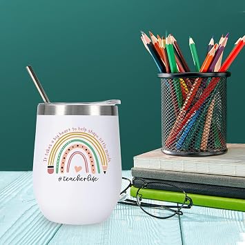 Teacher Gifts for Women Best Teacher Cup with lids & Straw 12oz