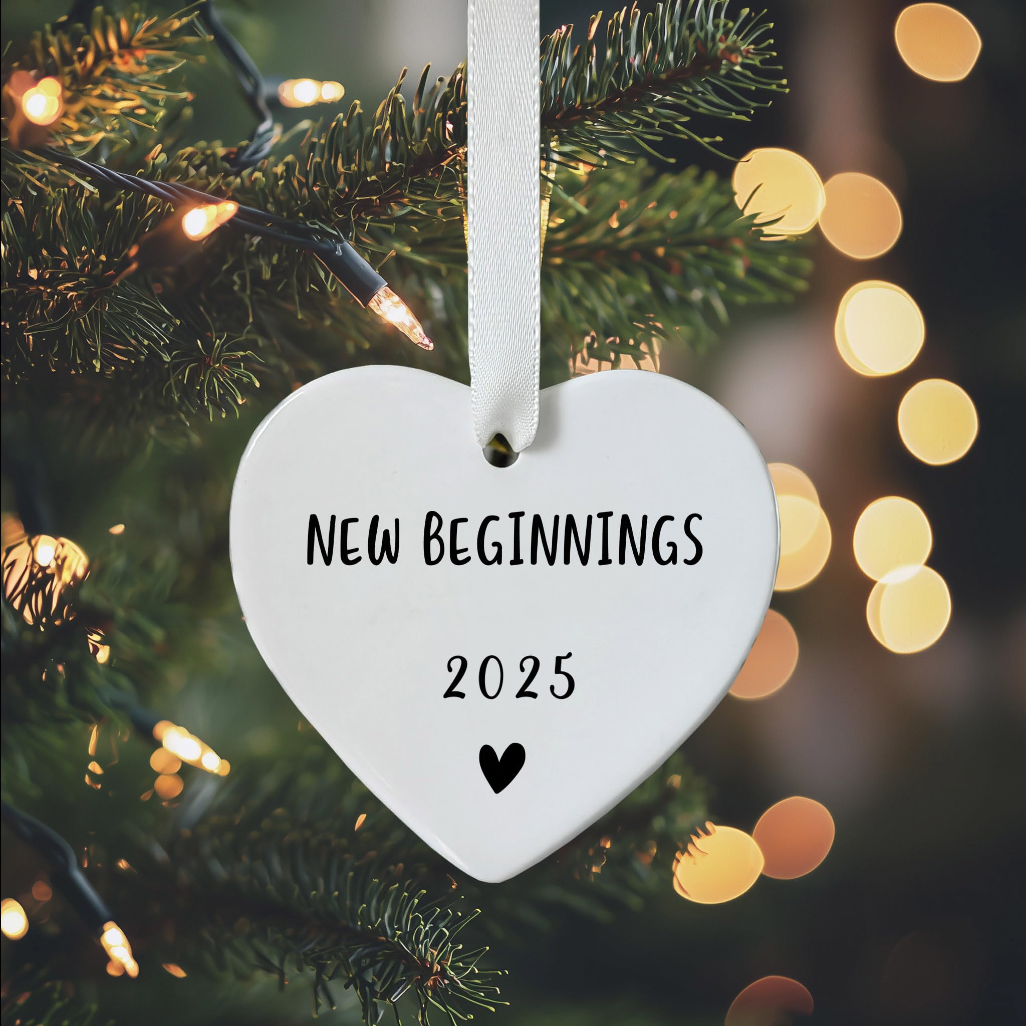 Beginnings 2025 Ornament, Home Keepsake Heart, Housewarming Ceramic Decor, 3 Inch Flat Hanging Piece with Box, Moving Celebration 2025 Keepsake