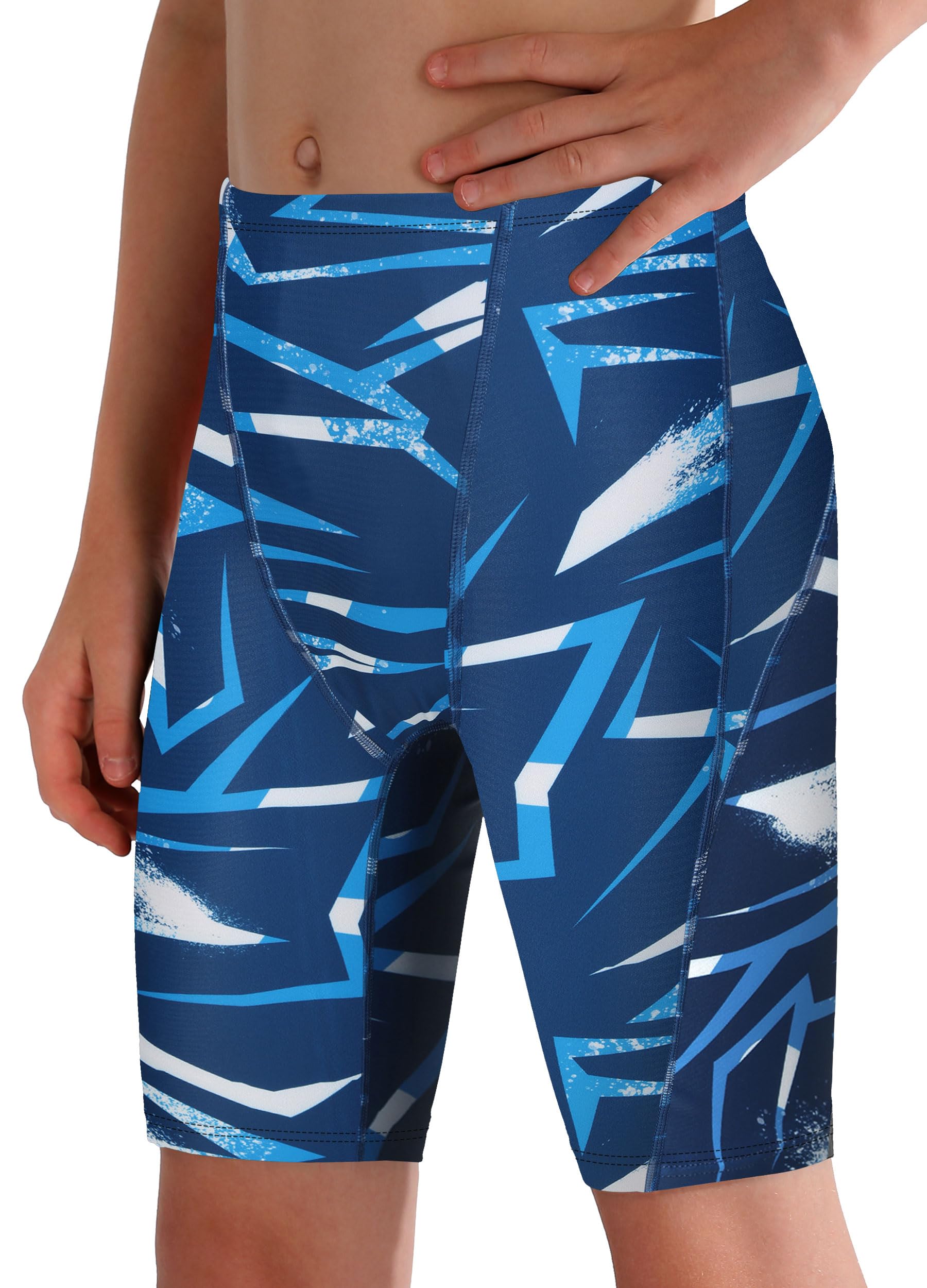 MIVEI Boys Swim Jammers - Youth Competitive Swim Racing Team Swimming Shorts Swimsuit Trunks Bathing Suit Quick Dry UPF 50+