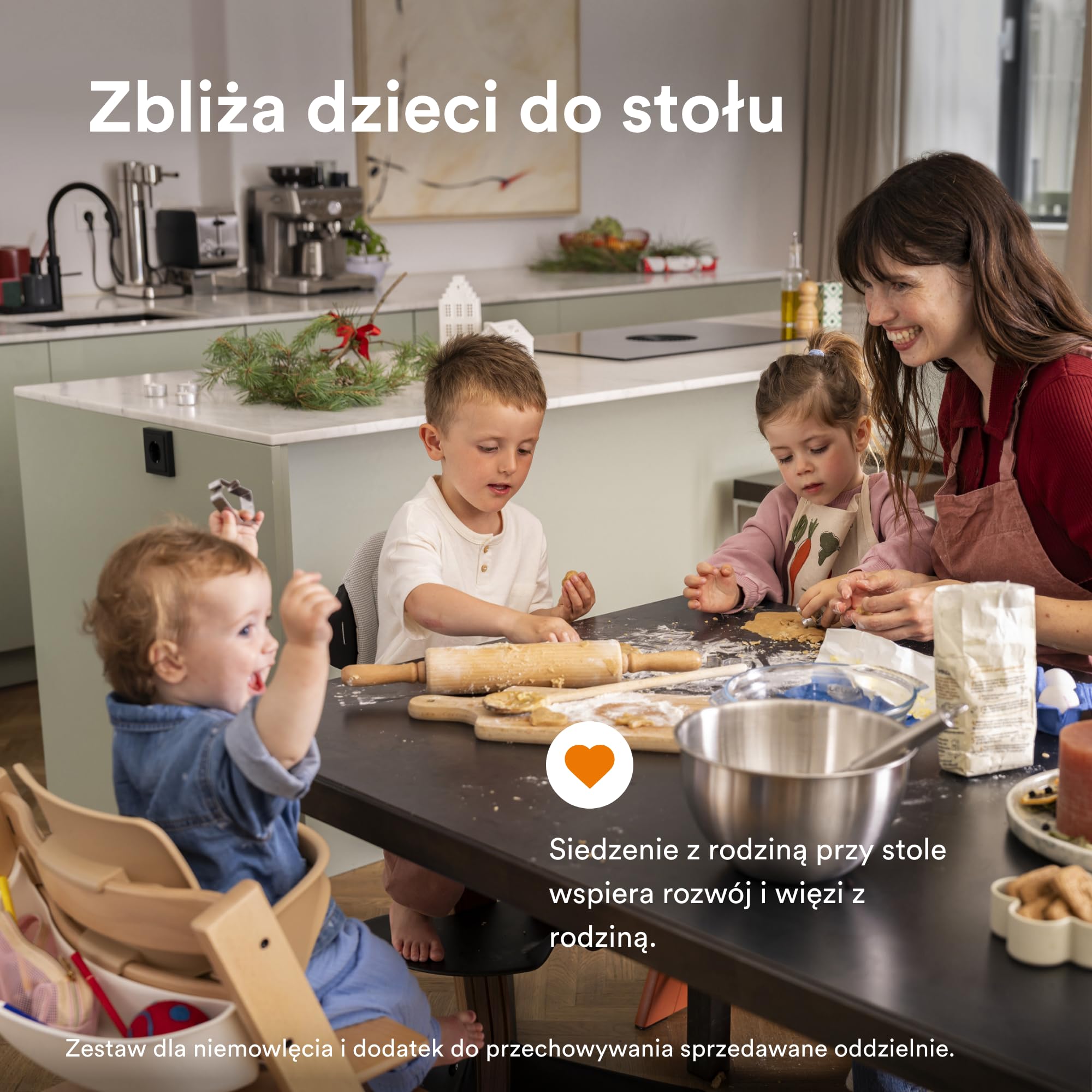 Krzesełko Tripp Trapp firmy Stokke, naturalne - regulowane, rozkładane krzesełko dla maluchów, dzieci i dorosłych - wygodne, komfortowe i ergonomiczne - klasyczny design