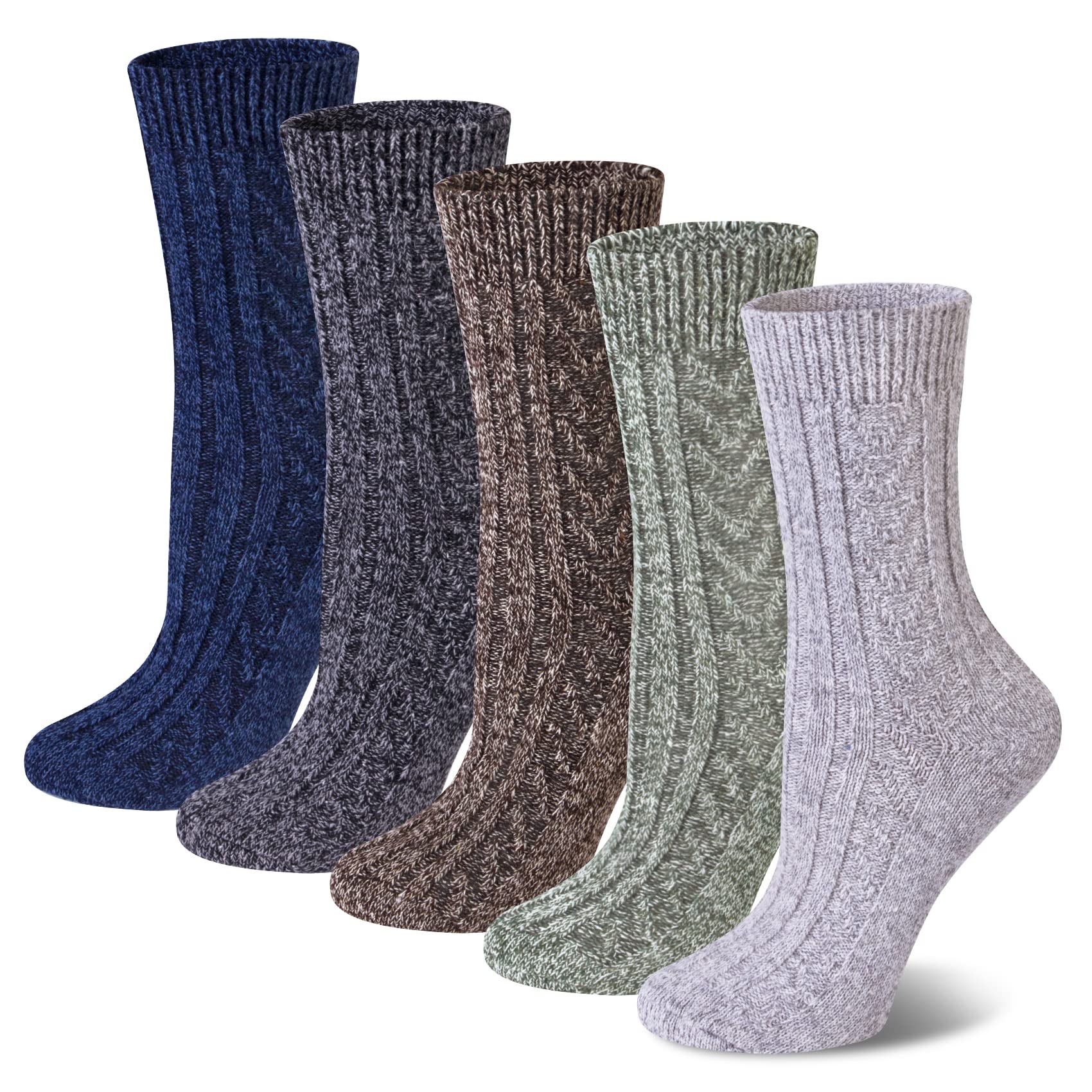 Loritta5 Pairs Wool Socks for Women Stocking Stuffers Gifts Winter Warm Hiking Crew Boot Socks