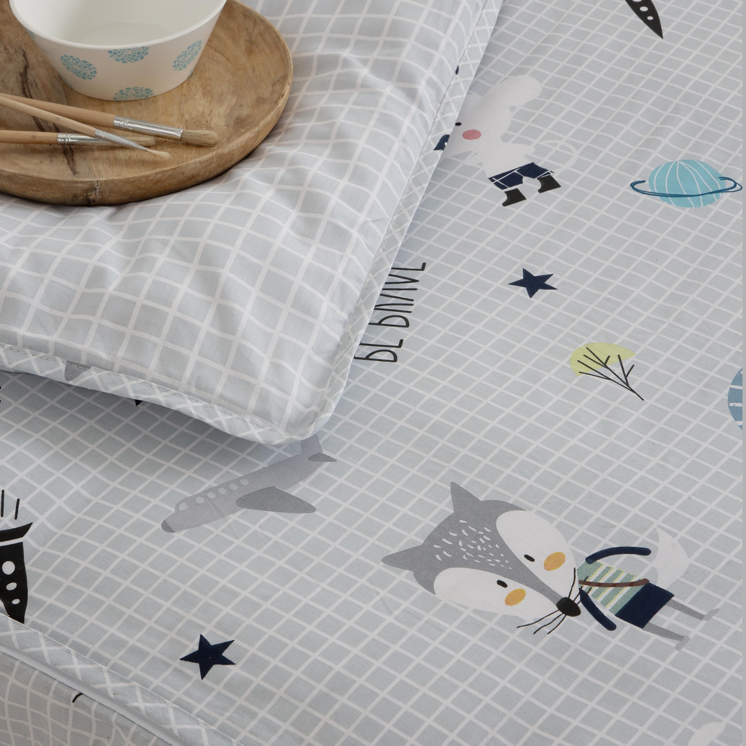 COTTON ARTean Saco nordico con Relleno OH Baby Cama 90 x 190/200. Saco Unido a la Bajera con Cremallera en Forma de L con Relleno nórdico. Color Gris