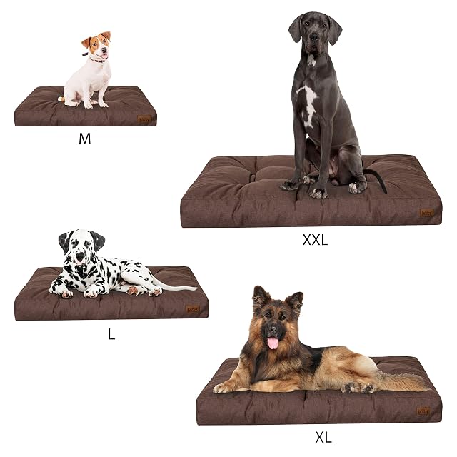 Foto 5 de 8 de DOGGY Cama para perros, rectangular, colchón para perros, tamaño XXL, 130 x 100 cm, color marrón