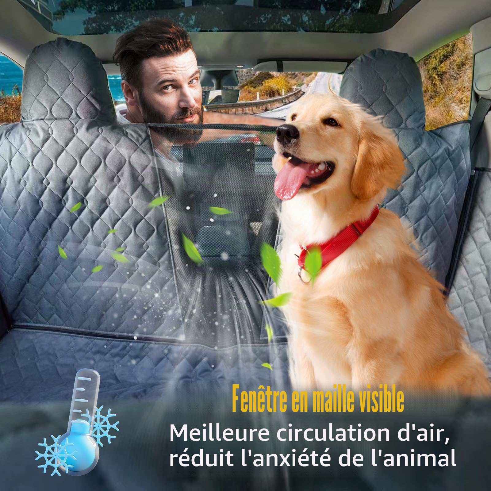 TTCR-II Housse de Siège pour Chien Compatible avec Tesla Model 3 Y S 2018-2023 Couvertures de Voiture pour Chiens Model 3 Y S Résistant l'eau Aux Rayures Couverture Chien Voiture