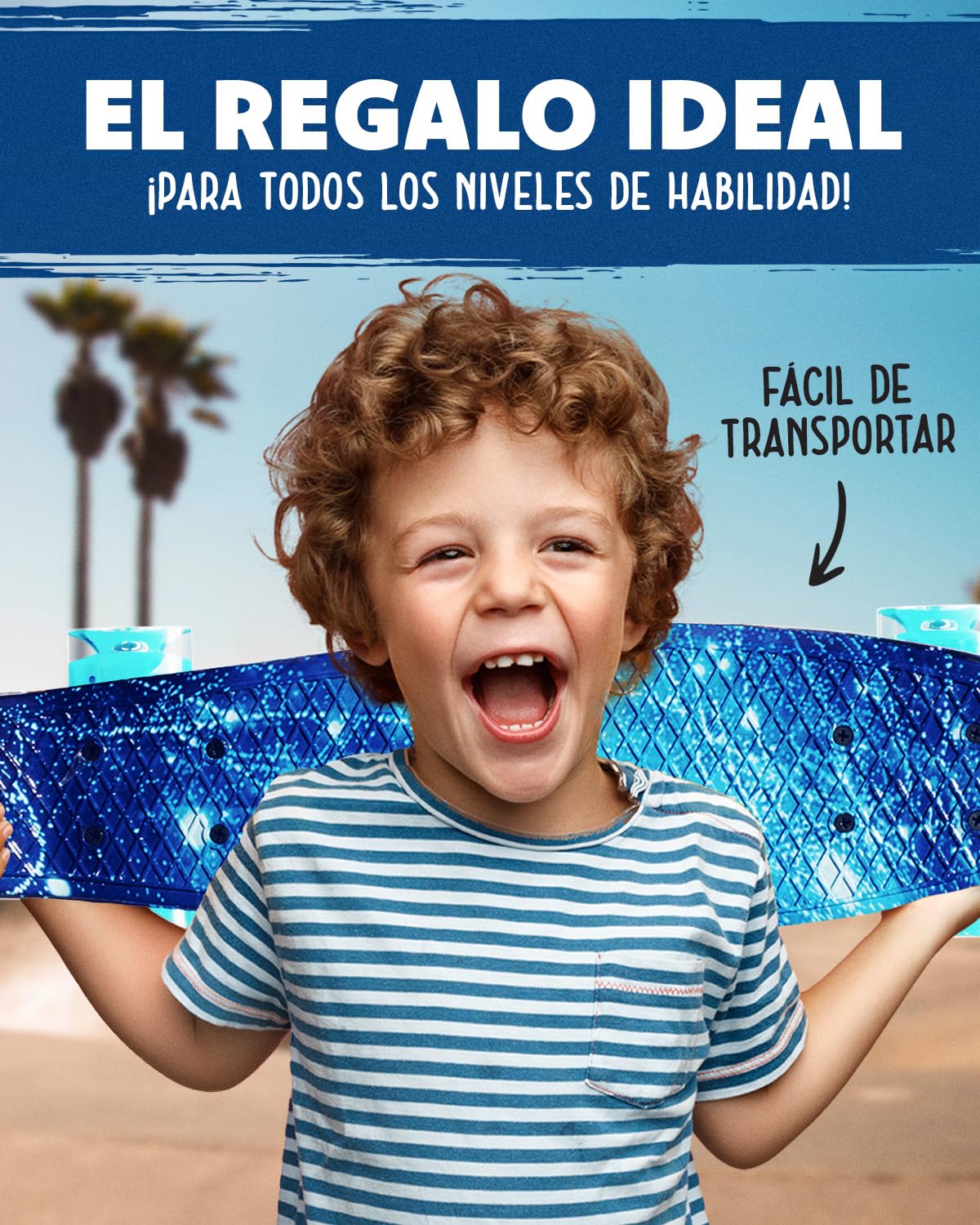 Deleven Monopatín 56cm con Ruedas LED, Herramienta de Skate y Rodamientos ABEC 7 - Skateboard para Niños Principiantes Adolescentes Adultos