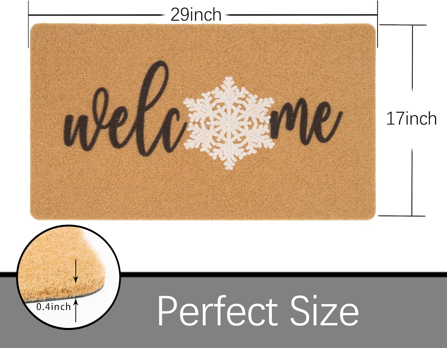 Winter-Snowflake Welcome-Doormat Outdoor-Entrance - Front Door-Decorative Mats-Artificial Coir Seasonal Home Door Mat 17x29 Snowflake 1'5" x 2'5" (Rectangular)