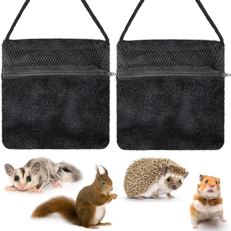 Bolsa de Transporte para Pequenos Animais Sweetude em Flanela com Zíper e Alça Preta, 2 Unidades