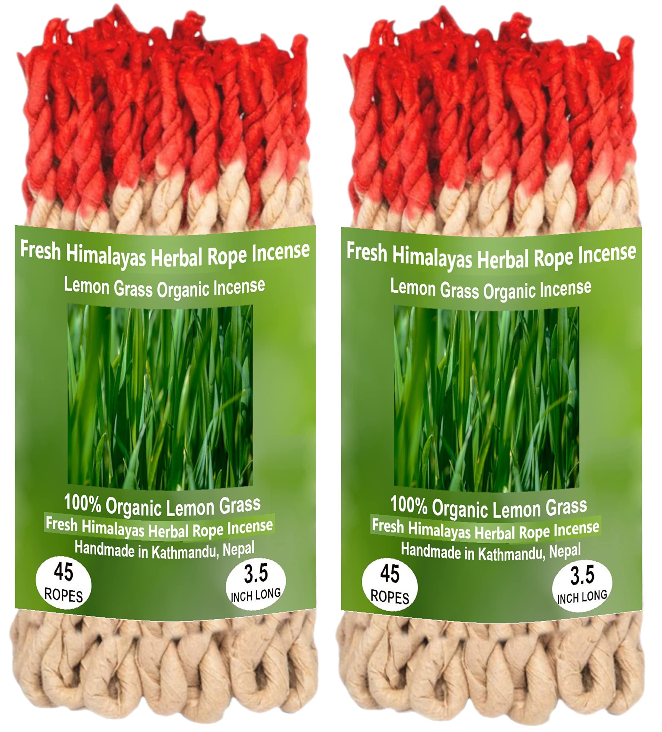 Fresh Himalayas Tibetan Lemon Grass Incense Ropes 45 X 2 Bundle ~ Hand Rolled Himalayan Incense Made from Organic Himalayan Herbs for Prosperity and Good Luck
