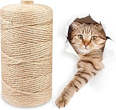 Magrimaxio Corda Canapa, spago per decorazioni 6mm X 50m, Tiragraffi per Gatti, Juta fibra Naturale, Sisal Rope per Riparazione Sostituzione Albero