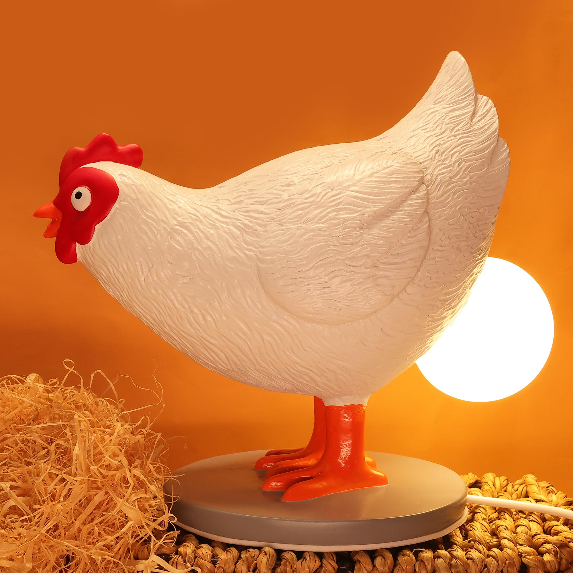 OkiyiD Hühnerei-Lampe, lustige Hühner-Tischlampe, LED-Ei-Nachtlicht, Harz-Huhn mit stufenlosem Dimmen, Dekoration für Zuhause, Schlafzimmer, Arbeitszimmer