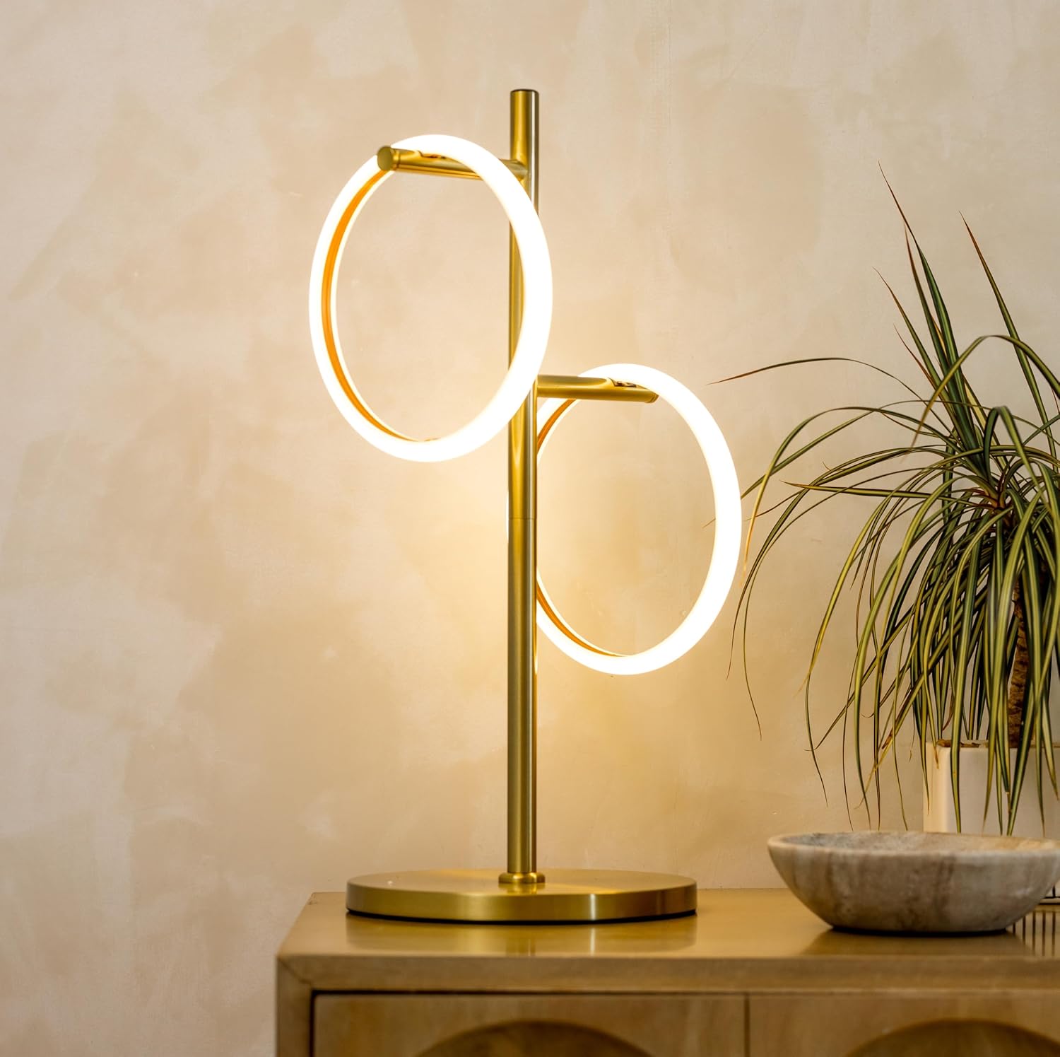 21" Gold LED Touch Table Lamp with 3-Way Switch