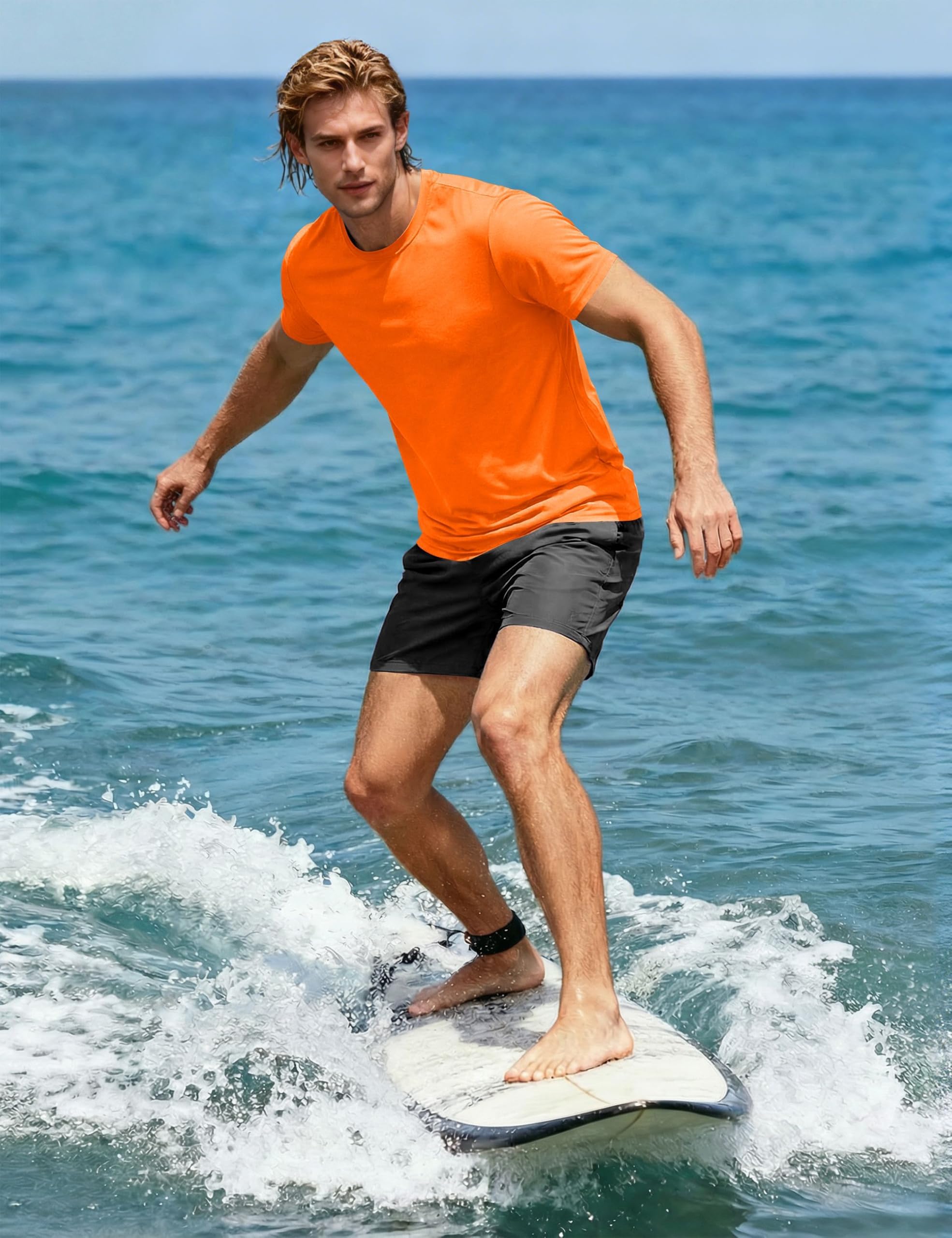 KEFITEVD Camiseta Elástica de Secado Rápido para Hombre, Camisetas de Manga Corta Ligeras Informales Finas de Verano