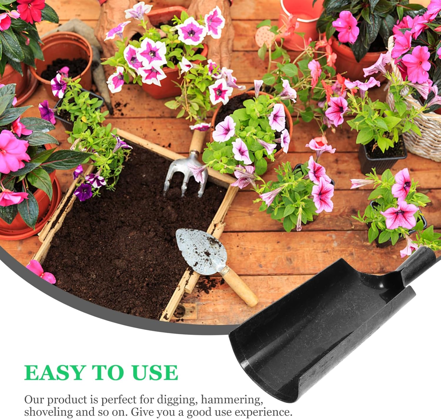 BESPORTBLE Garden Shovel Manganese Heavy Duty Metal Shovel with Comfortable Handle for Easy Digging and Root Cutting for Gardening and Planting Tight Spaces
