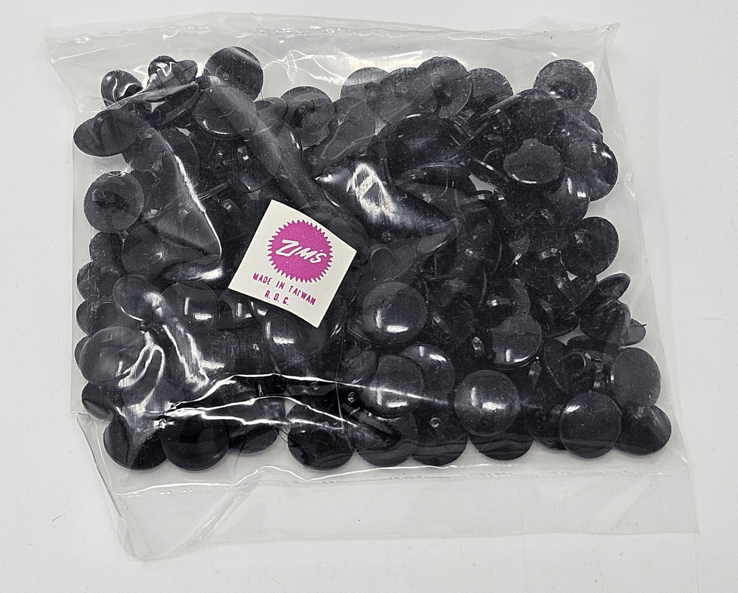 Generic Zim's 10mm Round Black Flat Plastic Sew-On Safety Eyes for Craft Amigurumi Dolls or Puppets (Bulk Pack of 144), SFL-10-Bulk