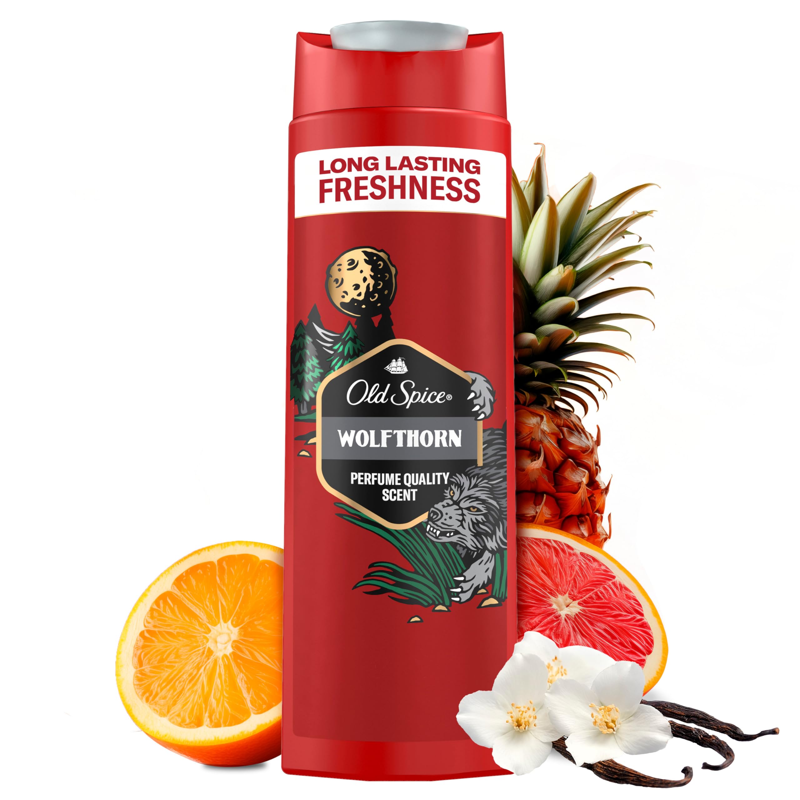 Old Spice Wolfthorn 3-in-1 Mehrzweck-Shampoo für Haar, Gesicht und Körper 250 ml, langanhaltende Frische, Duft von Parfümqualität, Tiefenreinigung