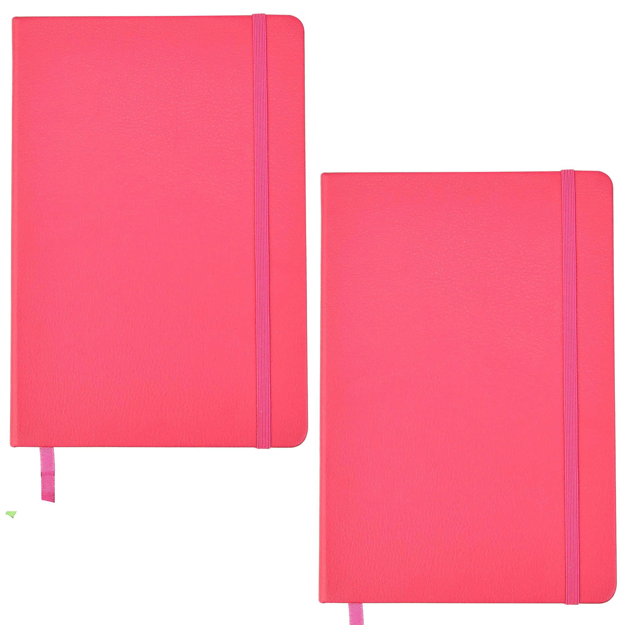 ARPAN A5 Hardback Cover & Ribbon Marker with Elastic Closure Notebook Diary, 80gsm Paper, 136 sheets Perfect for Office, Home, School, Business (Pink - Pack of 2)