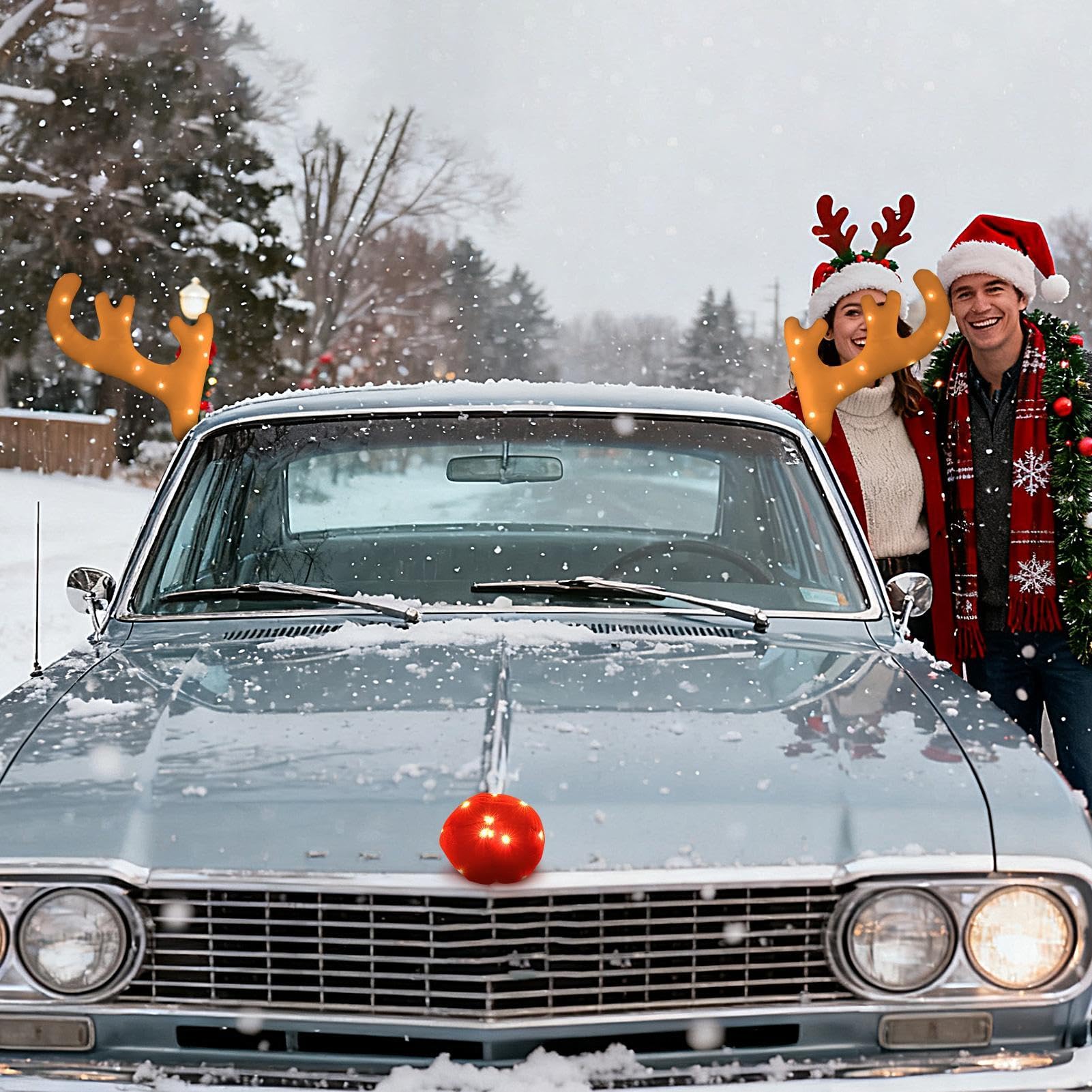 Bois de Renne de Noël pour Voiture Mignonnes décorations Lumineuses d'auto