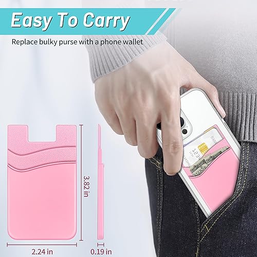 Miniatura 4 de SHANSHUI Billetera para teléfono, funda de silicona adhesiva fuerte, bolsillo para tarjetas de crédito de identificación para todos los teléfonos