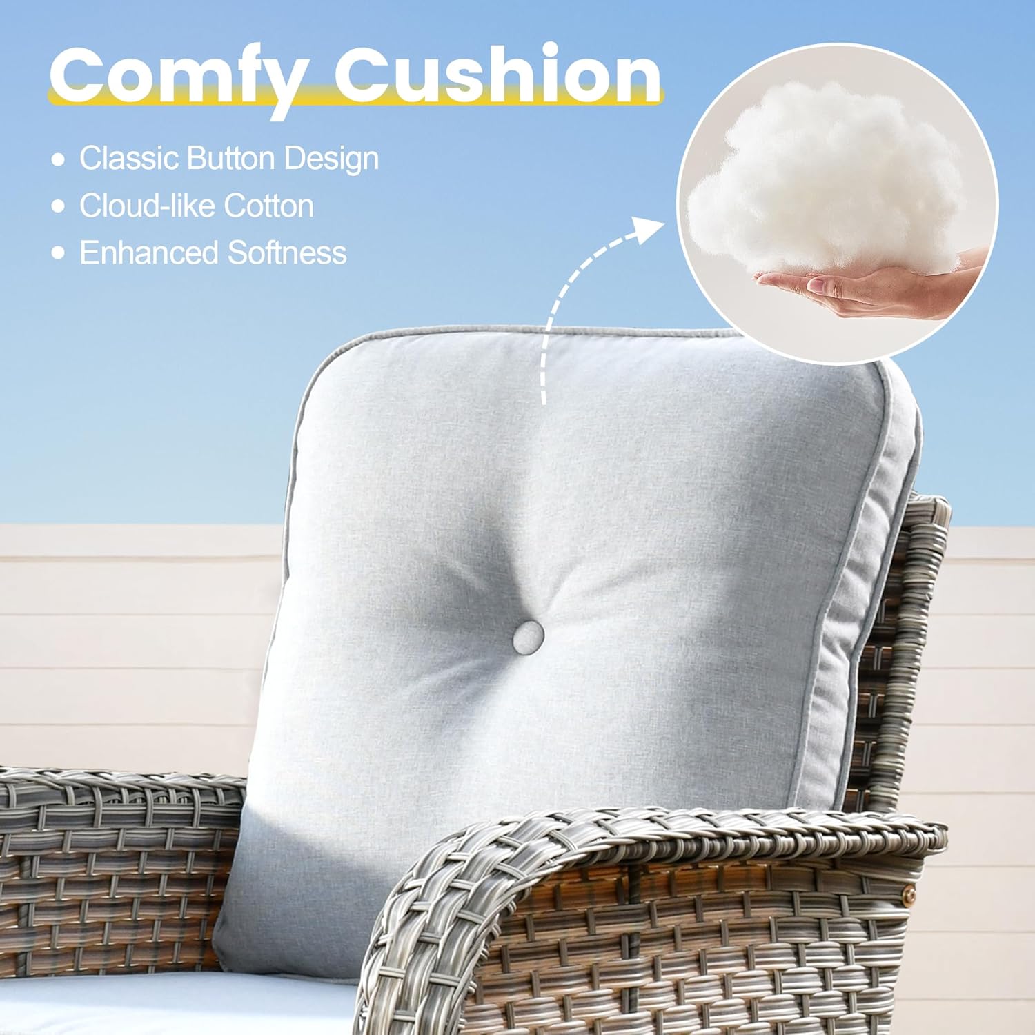 CAODOC Outdoor Sectional Patio Furniture Set,8 Pieces Wicker Conversation Sets L Shaped Couch,Out Door Sofa Outside Furniture with Swivel Chairs,Gray
