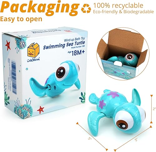 Miniatura 5 de DUCKBOXX XX Juguetes de baño para nadar tortugas marinas para niños más de 18 meses azul