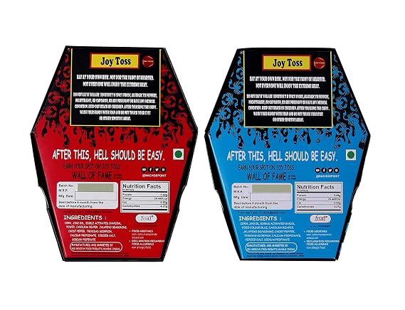 Joytoss One-Piece Challenge Spicy Tortilla Chips, Red and Blue Combo Pack, 10g, 2-Count
