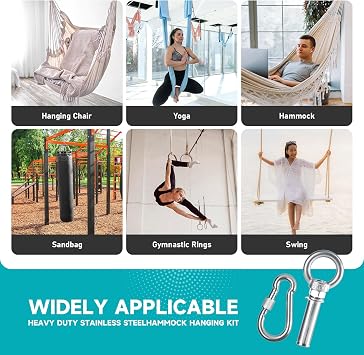 2Pack Heavy Duty Stainless Steel Hammock Hanging Kit, Swing Hangers Hook