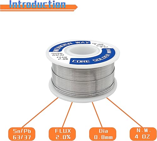 Miniatura 2 de Sn63Pb37 Soldadura de plomo de estaño con núcleo de colofonia 361.4 F Punto de fusión No-limpio (0.031 in 4oz)