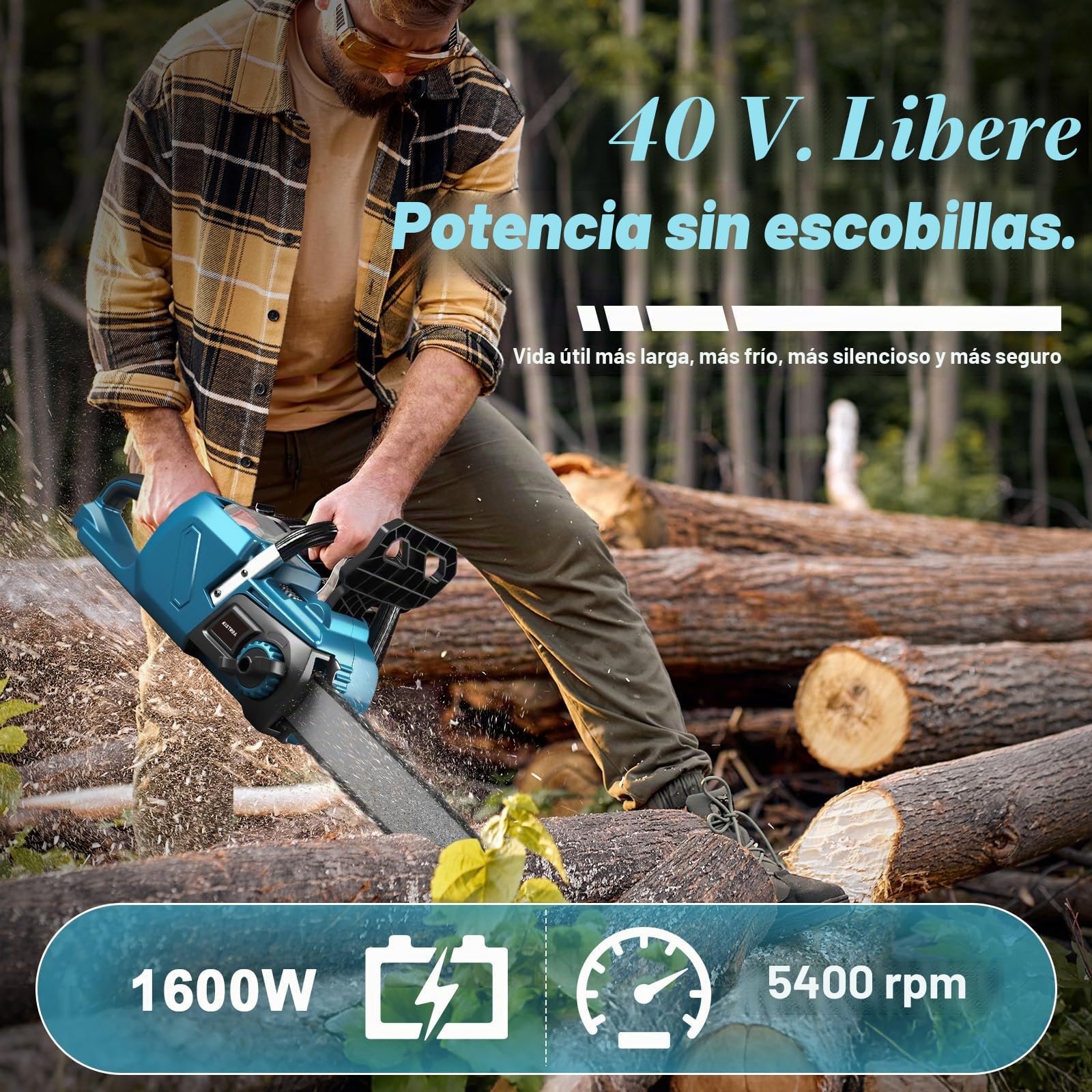 Motosierra con batería de 18 pulgadas para Makita 40 V batería (sin batería), 1600 W sin escobillas, con lubricación automática de cadena y pantalla LCD, para madera, tijeras de podar