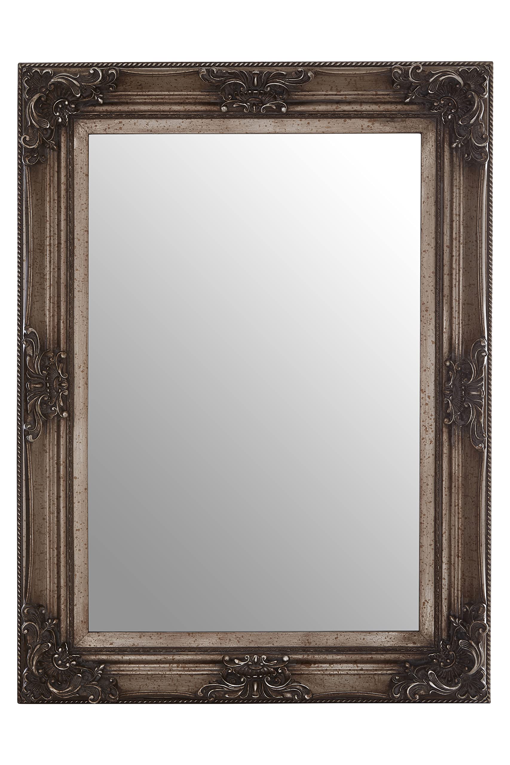 Premier Housewares Carved Frame Antique Bronze Wall Mirror - Full Size Traditional - Weathered Bronze Decorative Mirror - Wood Frame