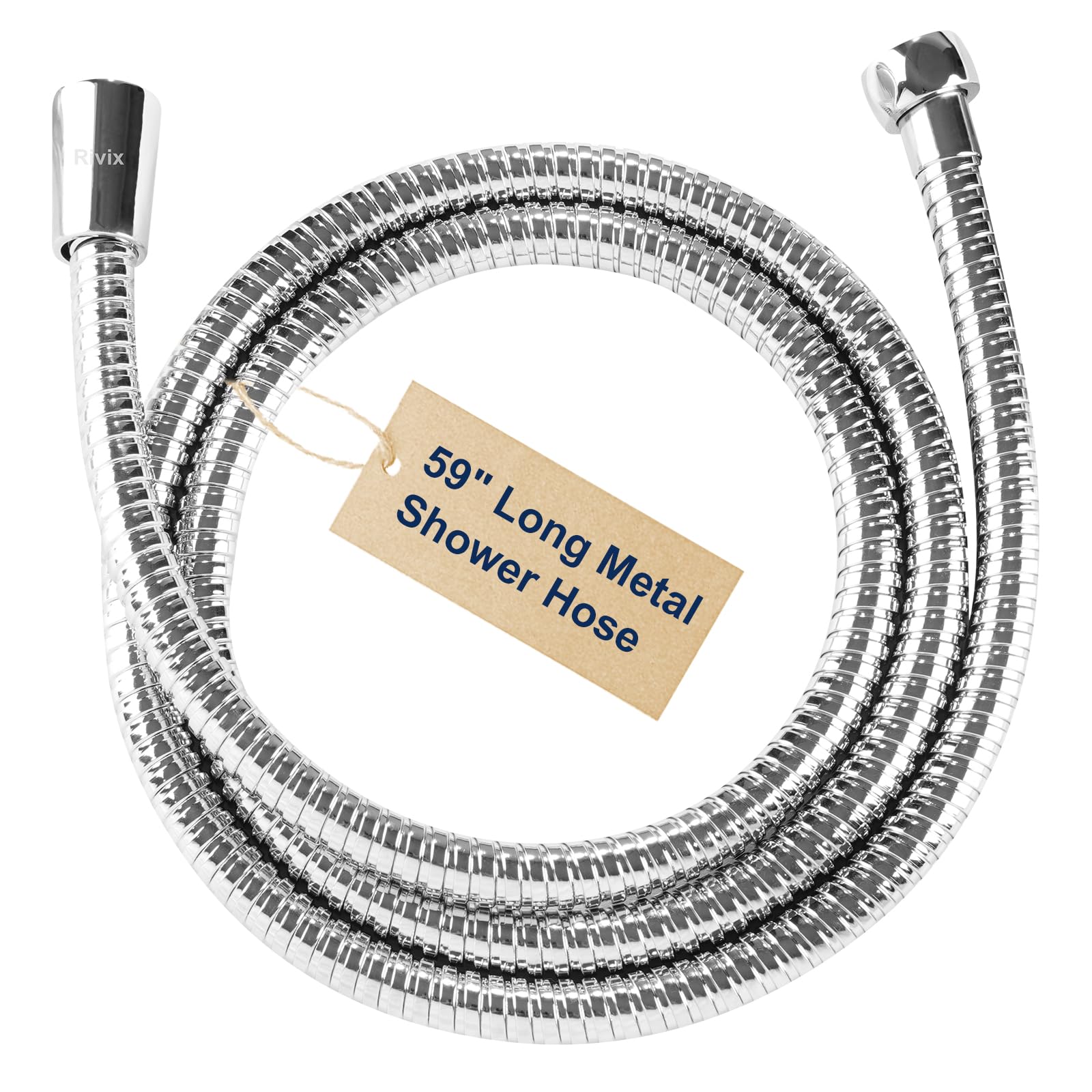 Manguera de ducha de 59 pulgadas, manguera de fregadero de acero inoxidable extra larga con manguera flexible de repuesto de manguera de ducha de mano con inserto de latón y tuerca, cromo