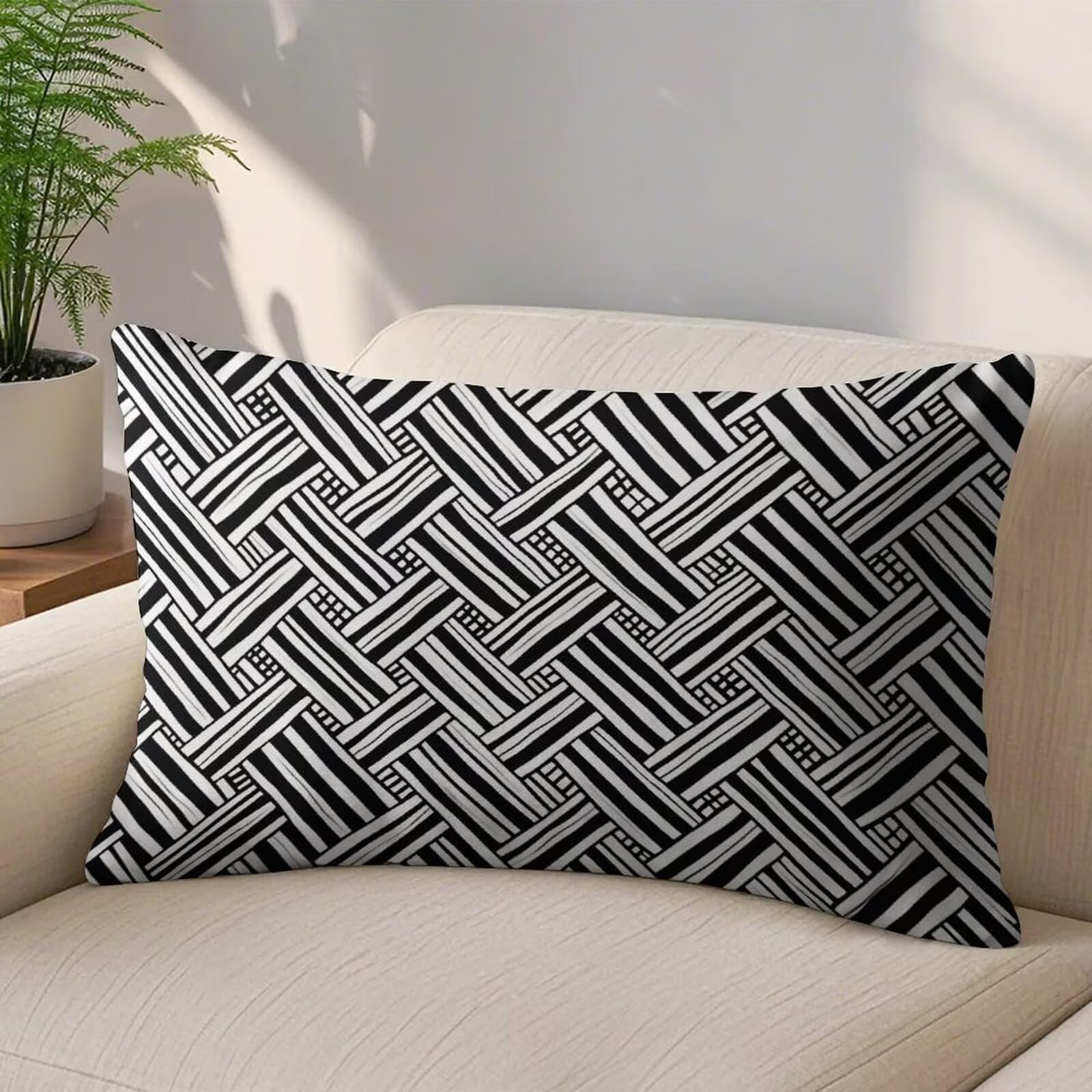2et Set Kissenbezug 40x70 cm Outdoor Kissen Schwarz Wasserdichte Sofakissen Zierkissen Dekokissen Wasserfest Kissenbezüge Weiß CouchKissen Kissenhüllen Pillow Case für Garten Sofa Outdoor (XY357)