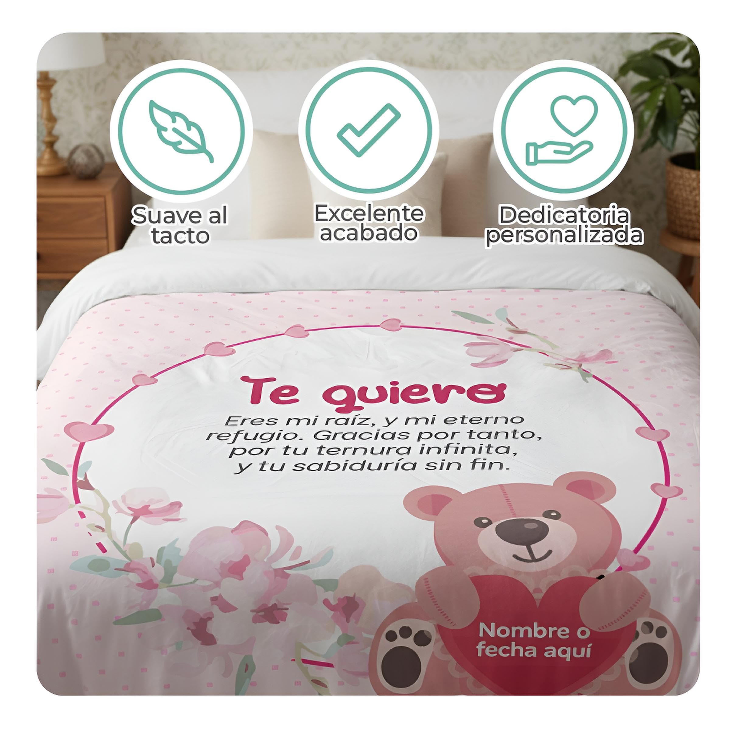 Manta Personalizada con Frases y Nombre (Modelo 1, 150X230)
