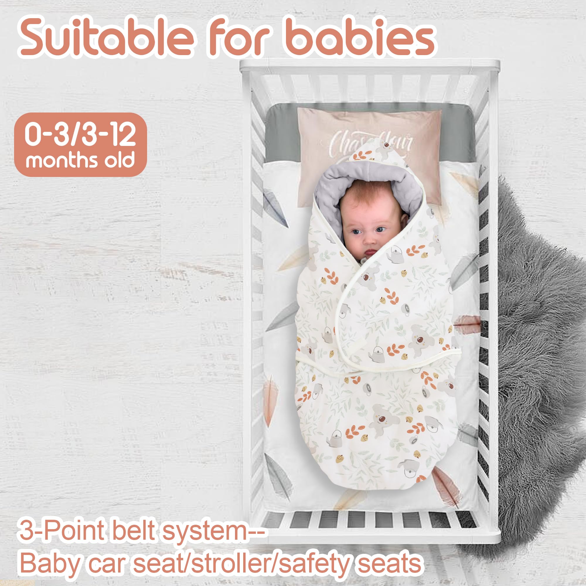 Miracle Baby Couverture D'emmaillotage Hiver Bébé, Chancelière Universelle, Couverture Enveloppante Bébé pour Poussette, Siège Auto, 3-12 Mois