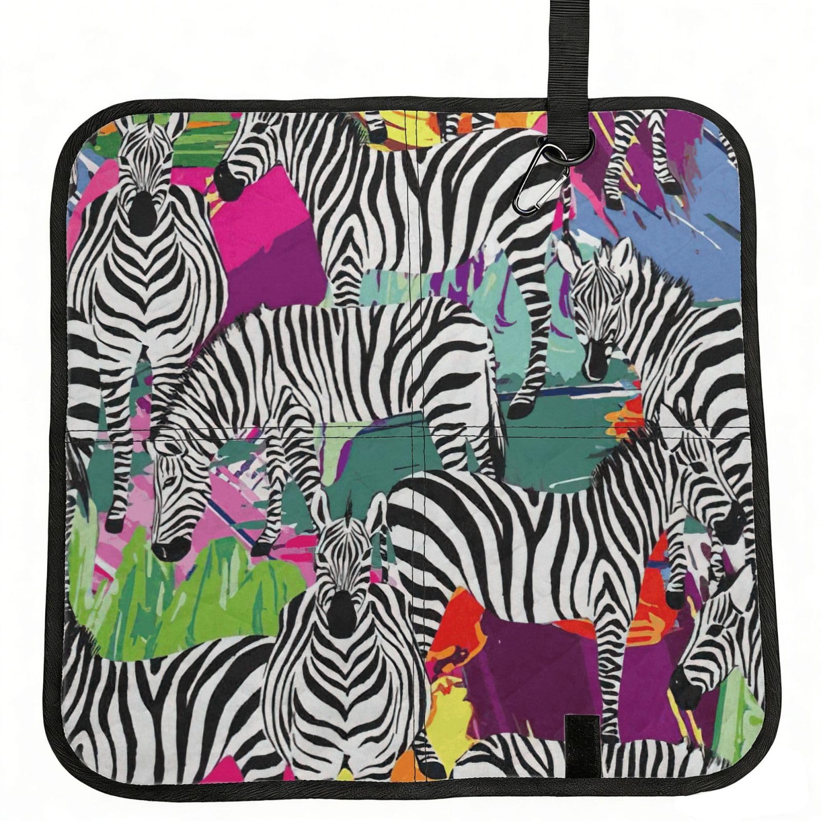 PPHGUT Zebra Print Foldable Seat Cushion Waterproof Portable Chair Pad Travel Outdoor Picnic Camping