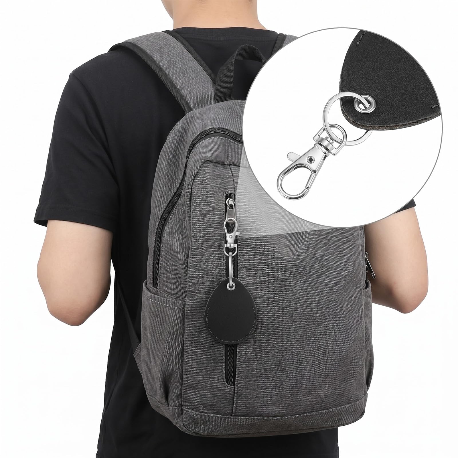 Paquete de 6 llaveros RFID de piel sintética para tarjeta de identificación de proximidad, funda protectora con llavero y clip de mosquetón para llavero, etiqueta de token, control de acceso de