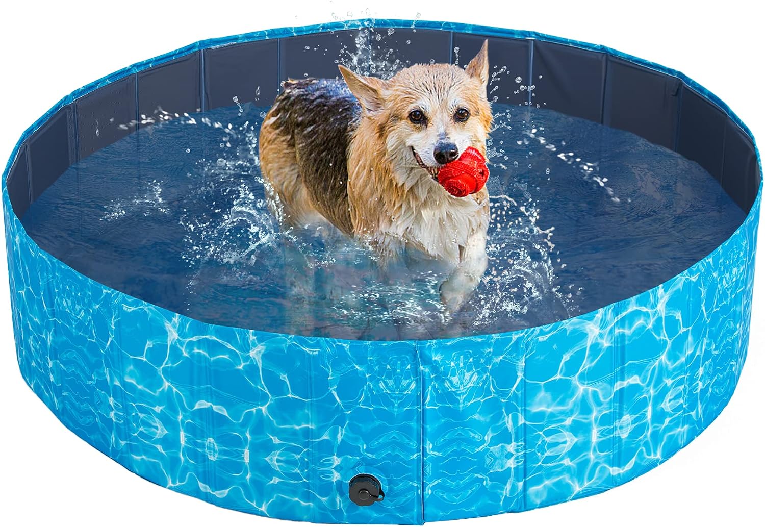 HWONMTE Foldable Dog Pool Pet Swimming Pool Collapsible Pool Bathing Tub Kiddie Pool Indoor & Outdoor for Dogs Cats and Kids, Ocean…