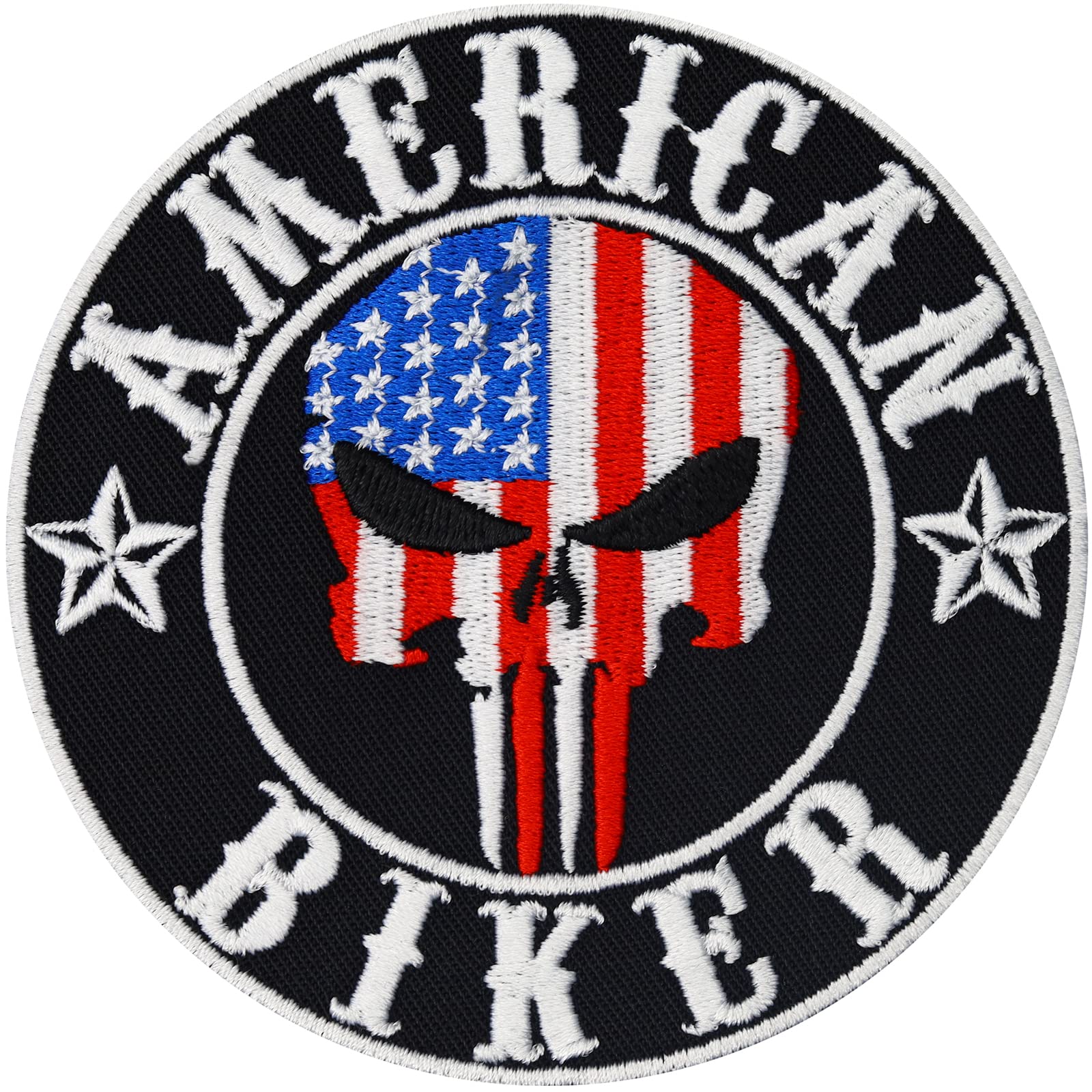 Biker Patches Aufnäher American Biker Punisher Patch zum aufbügeln/aufnähen | Biker Applikation für alle Stoffe | Motorrad Zubehör Accessoires | 90x90mm