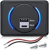 Vista 14 de Nilight 2 Pack PD Type C y QC 3.0 Panel de toma rápida USB con interruptor táctil LED ON Off, kit de cable fundido para coches, camiones