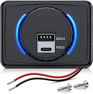 Uscita USB 12V Caricatore USB A Filo Multi-porta, Doppia Presa USB PD3
