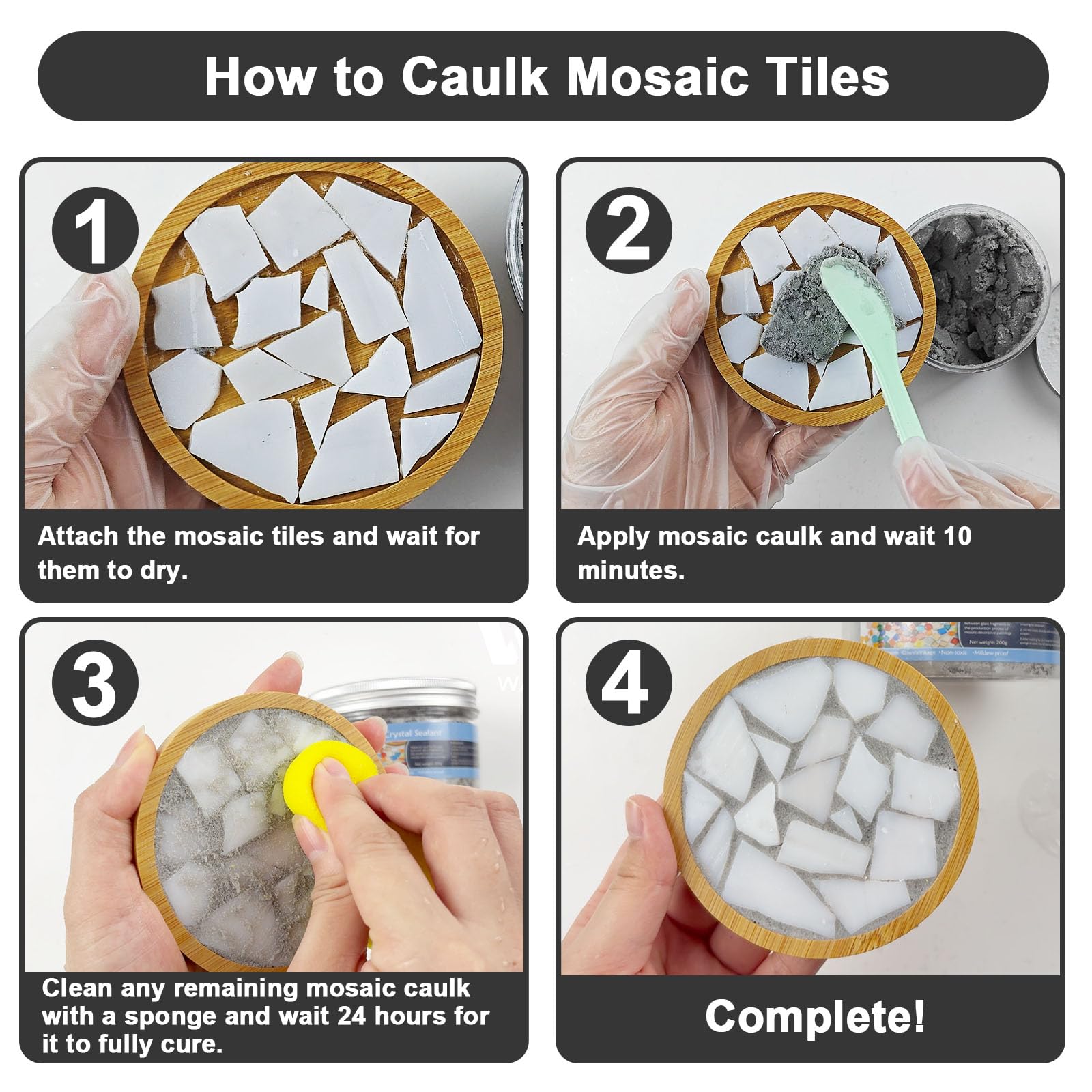 WAN2TLK 3pcs Mosaic Crystal Grout Kit, Mosaic Tile Accessories, Mosaic Tiles Grout for Crafts No Water Needed, Fast-Drying - Image 3